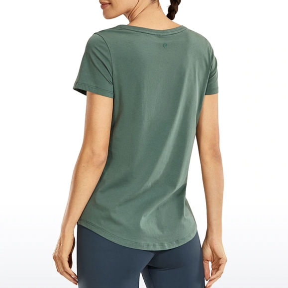 NWOT CRZ Yoga Pima Cotton Short Sleeve V Neck - Picture 3 of 4